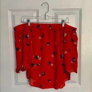 Off the shoulder red top